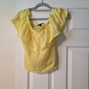 BCX Light Yellow Ruffled Blouse